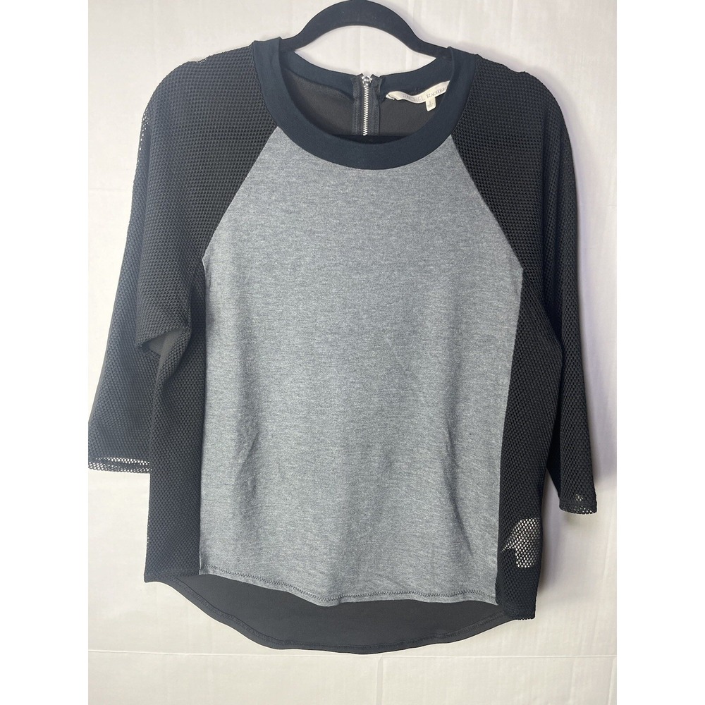Rachel Rachel Roy Mesh Sleeve Gray Long Sleeve Top